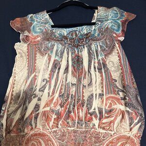 UNITY World Wear petite Paisley Top with  small rhinestones Size  Petite Large